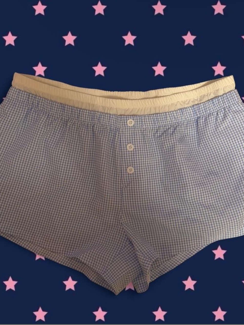 Edikted Light Blue Gingham Shorts